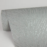 Tomo Grey Abstract Wallpaper with Metallic Textured Botanical Motif - Advantage 4035-58427