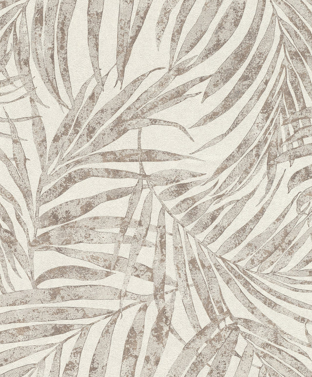 Anzu Pewter Frond Wallpaper with Metallic Raised Ink Botanical Leaves - Advantage 4035-617412