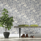 Anzu Slate Frond Wallpaper with Botanical Leaves Motif, Traditional Style - Advantage 4035-617429