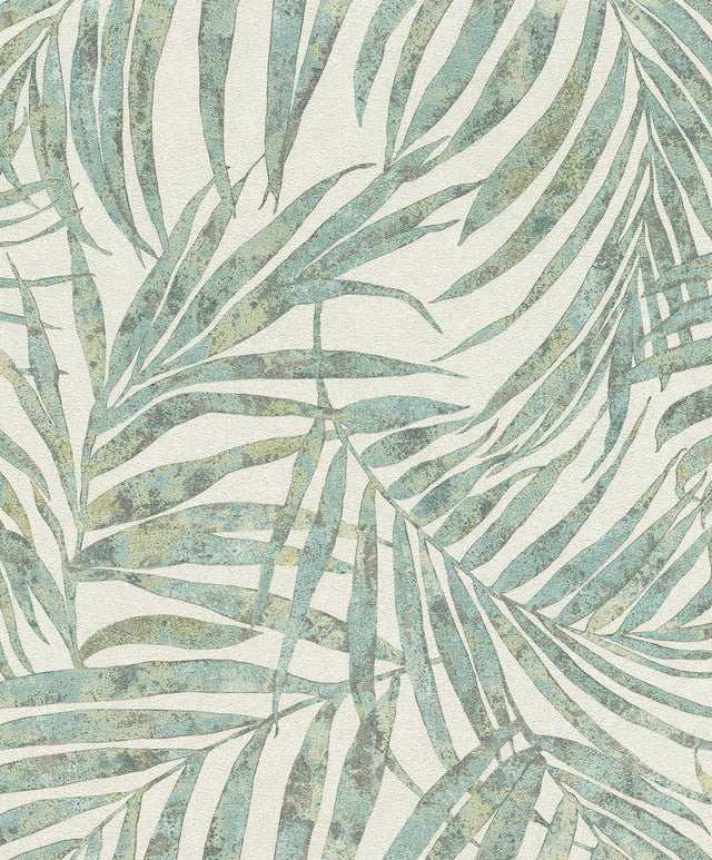 Anzu Green Frond Wallpaper with Modern Botanical Leaves Motif - Advantage 4035-617443