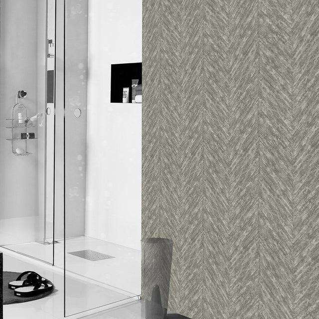 Madoka Sterling Chevron Wallpaper with Glam Metallic Textured Graphics - Advantage 4035-617528