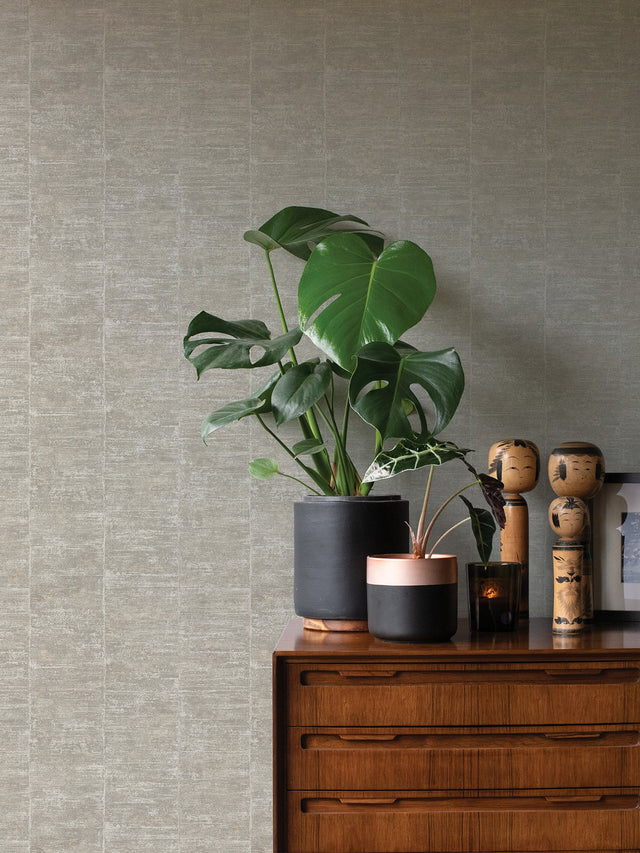 Aiko Silver Stripe Wallpaper with Modern Abstract Stripes, Metallic Textured Finish - Advantage 4035-617627