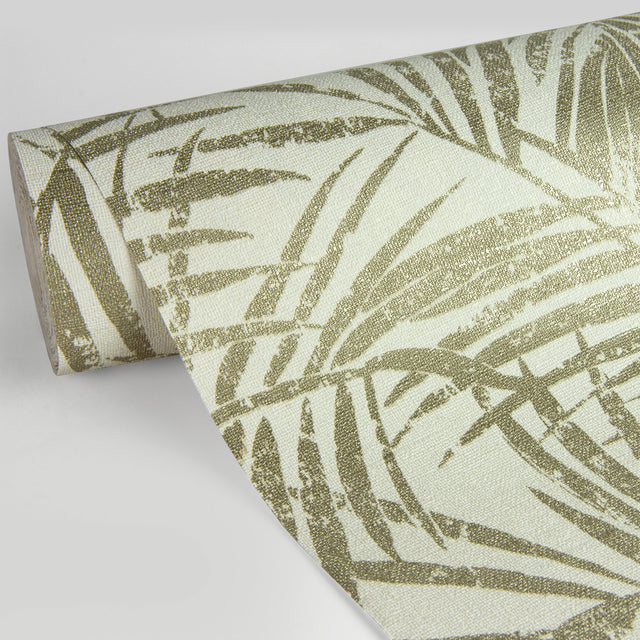 Yumi Gold Palm Leaf Wallpaper with Glam Botanical Leaves Pattern - Advantage 4035-832174