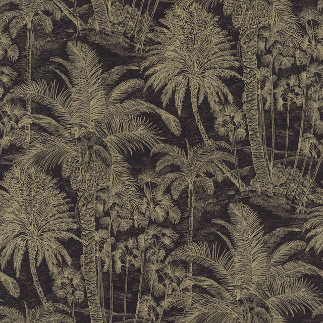 Yubi Black Palm Trees Wallpaper with Eclectic Botanical Trees Pattern - Advantage 4035-832525