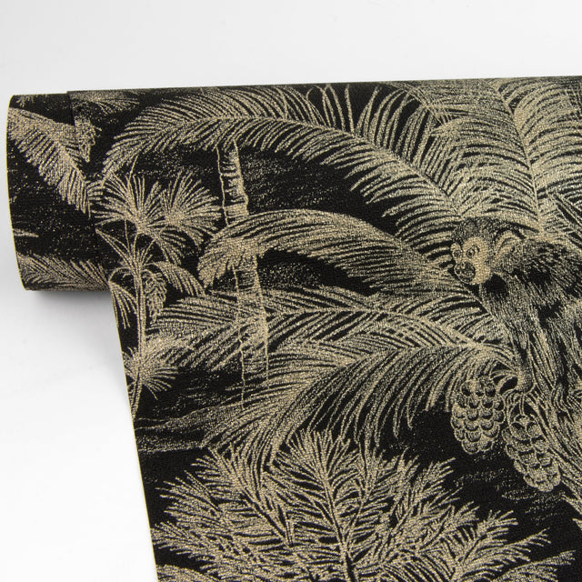 Yubi Black Palm Trees Wallpaper with Eclectic Botanical Trees Pattern - Advantage 4035-832525