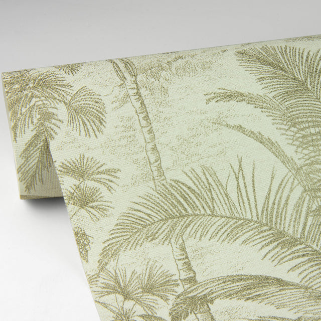 Yubi Gold Palm Trees Wallpaper with Botanical Trees Motif - Advantage 4035-832549