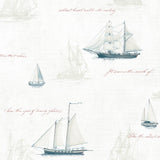 Andrew White Sailboat Wallpaper with Nautical Novelty Pattern - Advantage 4041-01703