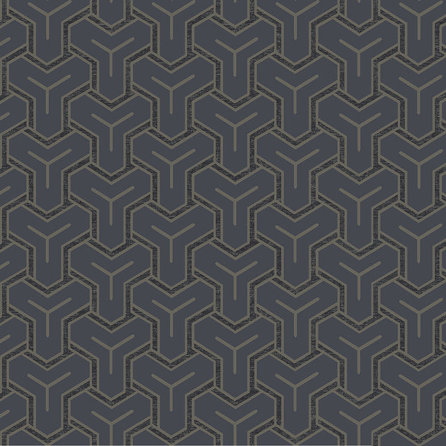Gautier Blue Tessellate Wallpaper with Metallic Geometric Motif - Advantage 4041-26201