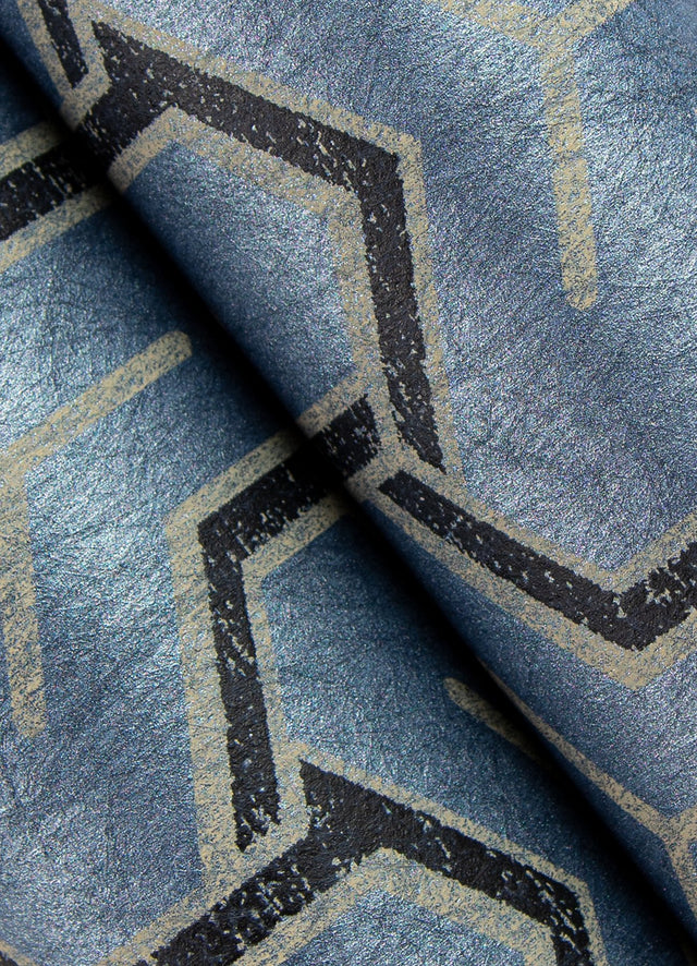 Gautier Blue Tessellate Wallpaper with Metallic Geometric Motif - Advantage 4041-26201