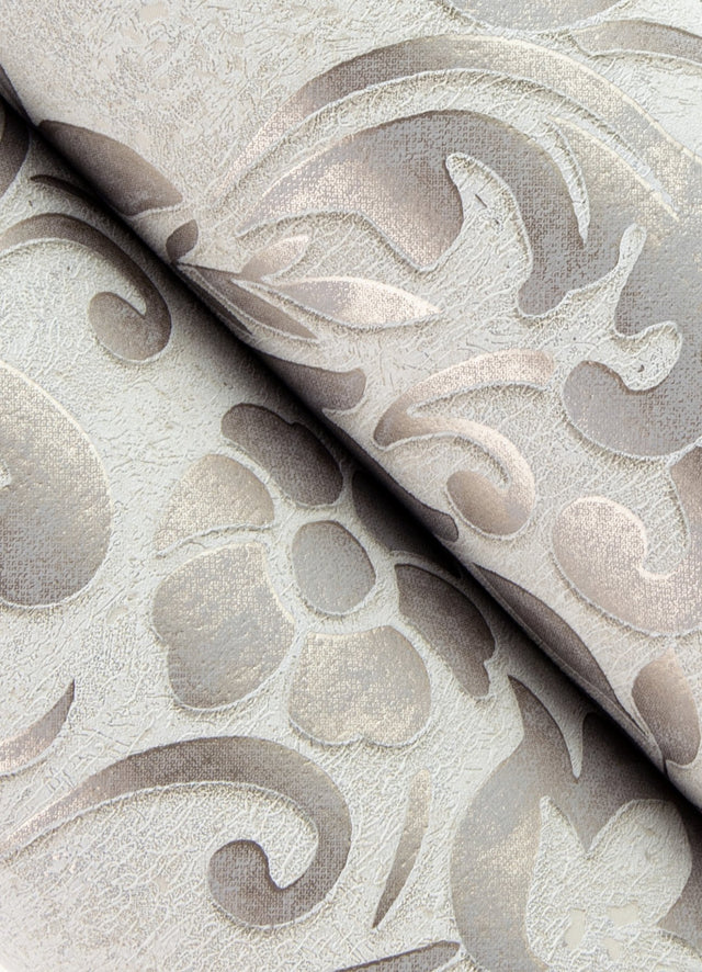 Anders Gold Damask Wallpaper with Metallic Raised Ink - Brewster 4041-32603