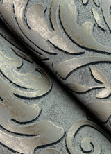 Anders Pewter Damask Wallpaper with Metallic Raised-Ink Traditional Damask - Brewster 4041-32605