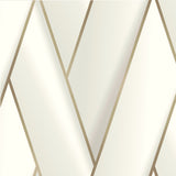 Manfred White Modern Herringbone Wallpaper with Metallic Gold Geometric Lines - Advantage 4041-34800
