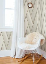 Manfred White Modern Herringbone Wallpaper with Metallic Gold Geometric Lines - Advantage 4041-34800