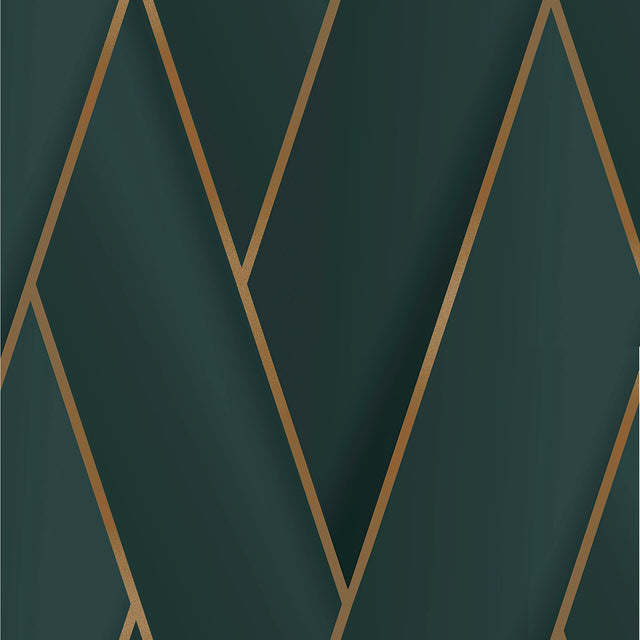 Manfred Teal Modern Herringbone Wallpaper with Metallic Geometric Feature Wall Pattern - Advantage 4041-34804