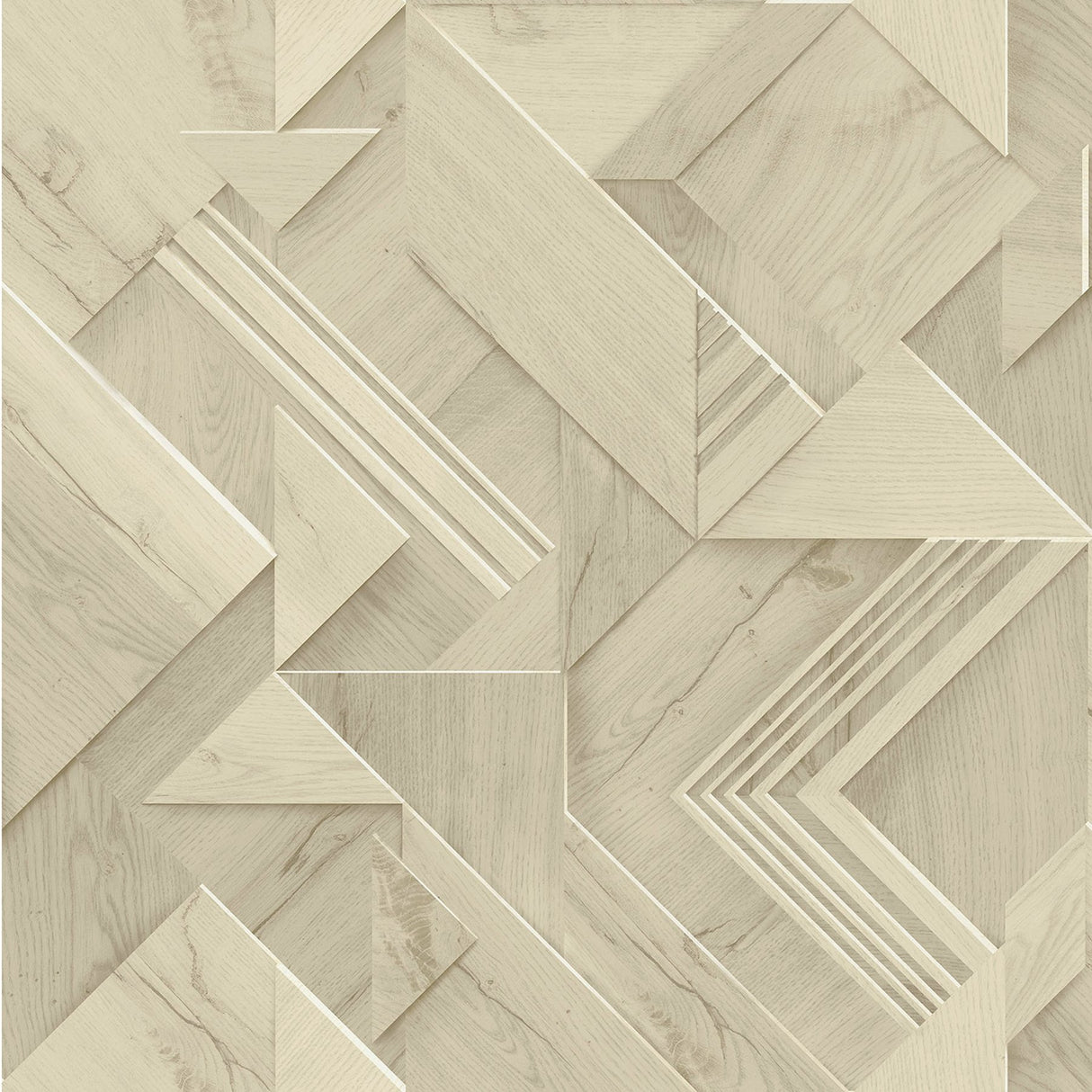 Cassian Taupe Wood Geo Wallpaper with Modern Geometric Faux Wood Pattern - Advantage 4041-35307