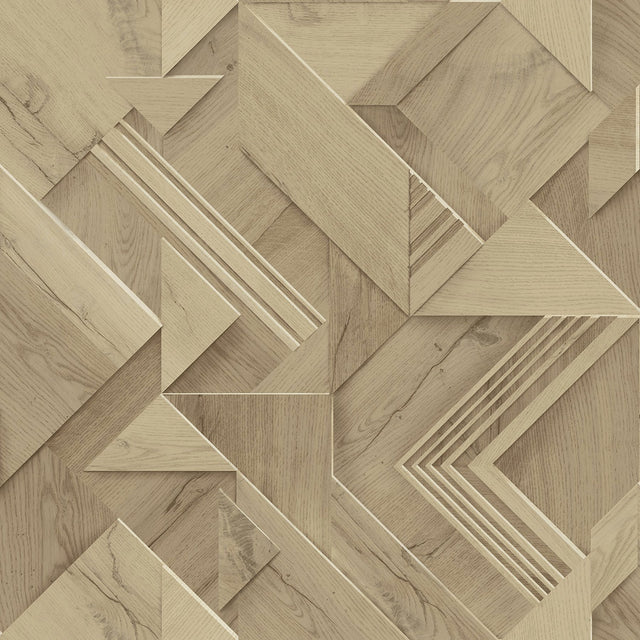 Cassian Light Brown Wood Geometric Wallpaper with Modern Graphic Pattern - Advantage 4041-35308