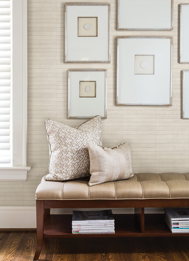 Dermot Ivory Horizontal Stripe Wallpaper with Raised Ink Texture - Advantage 4041-418415
