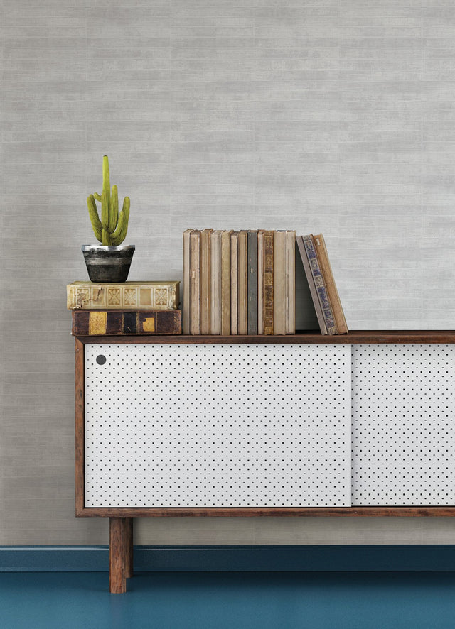 Dermot Silver Horizontal Stripe Wallpaper with Modern Stripes Pattern and Raised Ink - Advantage 4041-418477