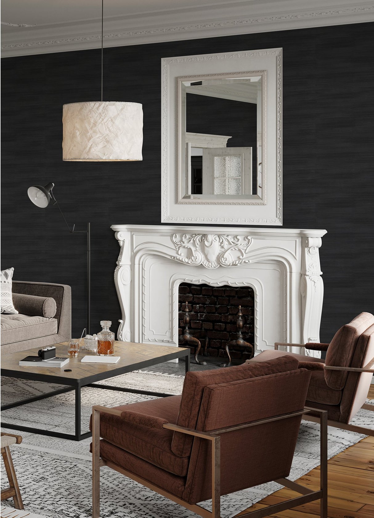 Dermot Black Horizontal Stripe Wallpaper with Modern Graphic Stripe Pattern - Brewster 4041-418514