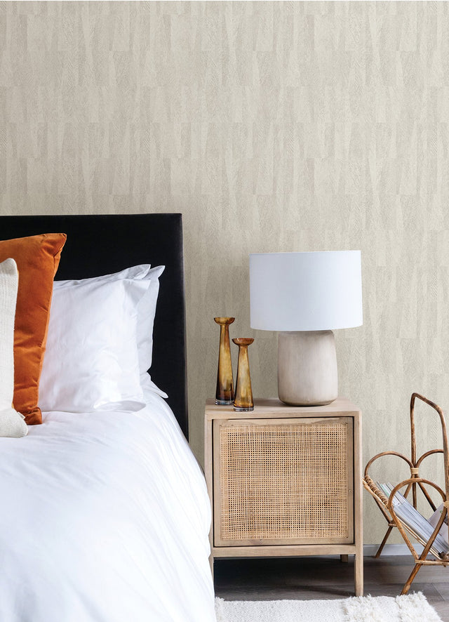 Sutton Cream Textured Geometric Wallpaper with Modern Graphic Raised-Ink Motif - Brewster 4041-418903