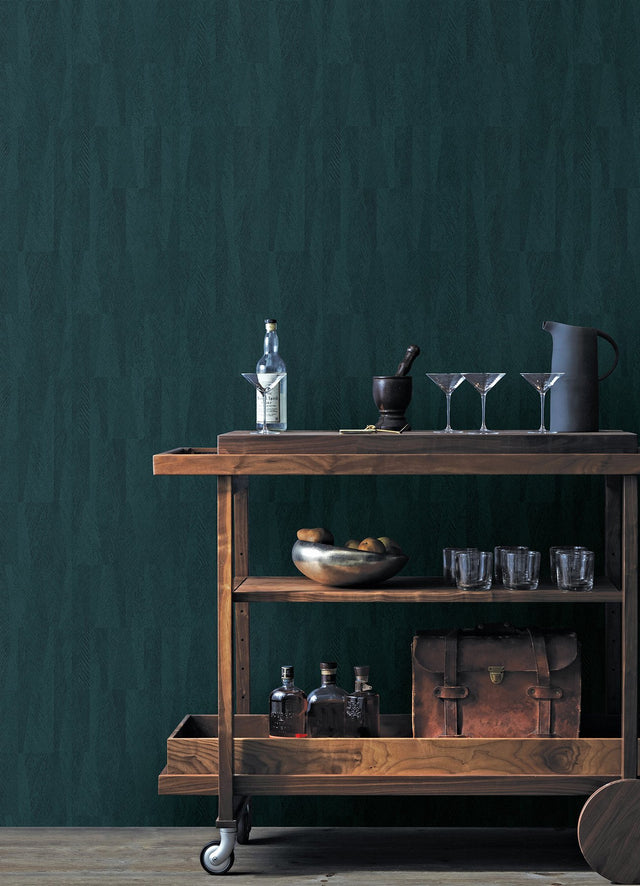 Sutton Teal Textured Geometric Wallpaper with Raised Ink Motif - Advantage 4041-418934