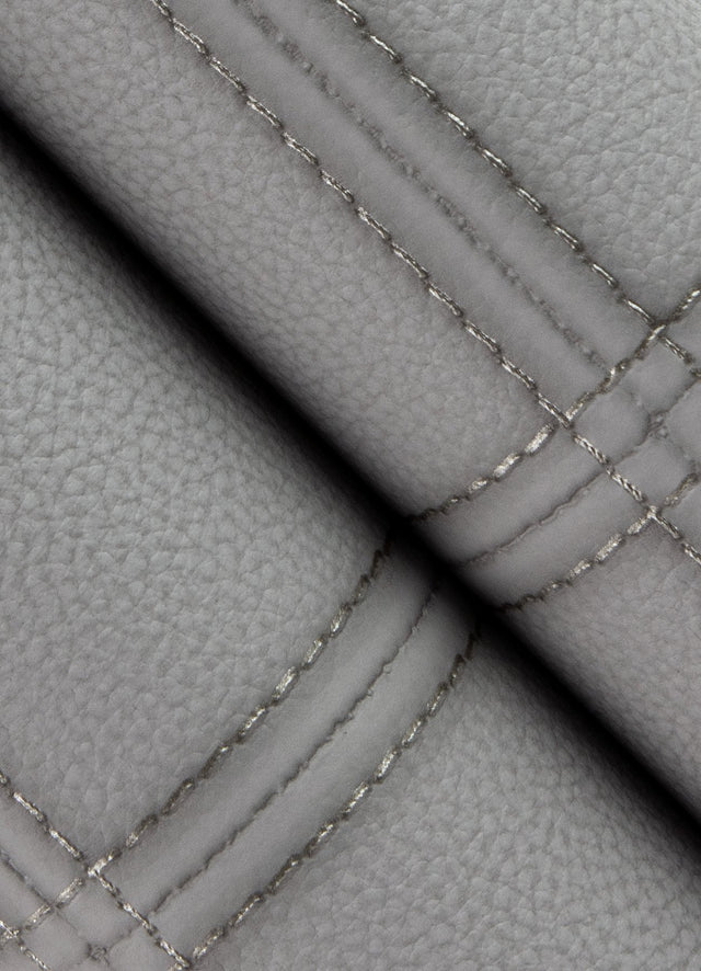 Avenue Grey Leather Wallpaper with Metallic Raised Ink Faux-Panel Texture - Advantage 4041-419009