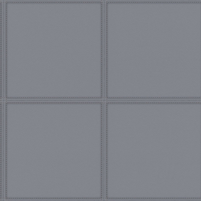 Avenue Stone Leather Wallpaper with Faux Stitched Panel Motif - Advantage 4041-419047