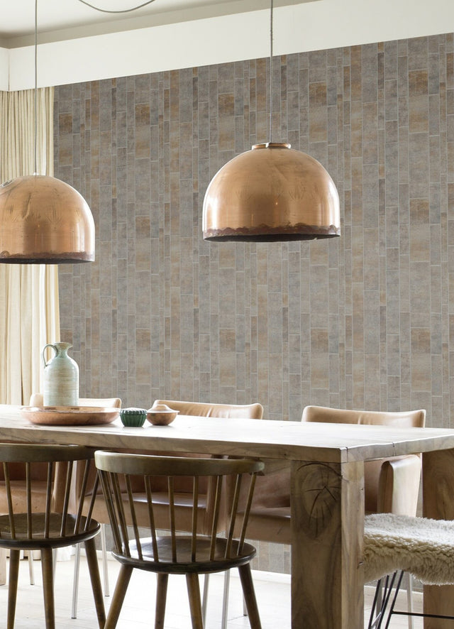 Redmond Sterling Textured Geometric Wallpaper with Metallic Industrial Block Pattern - Advantage 4041-428216