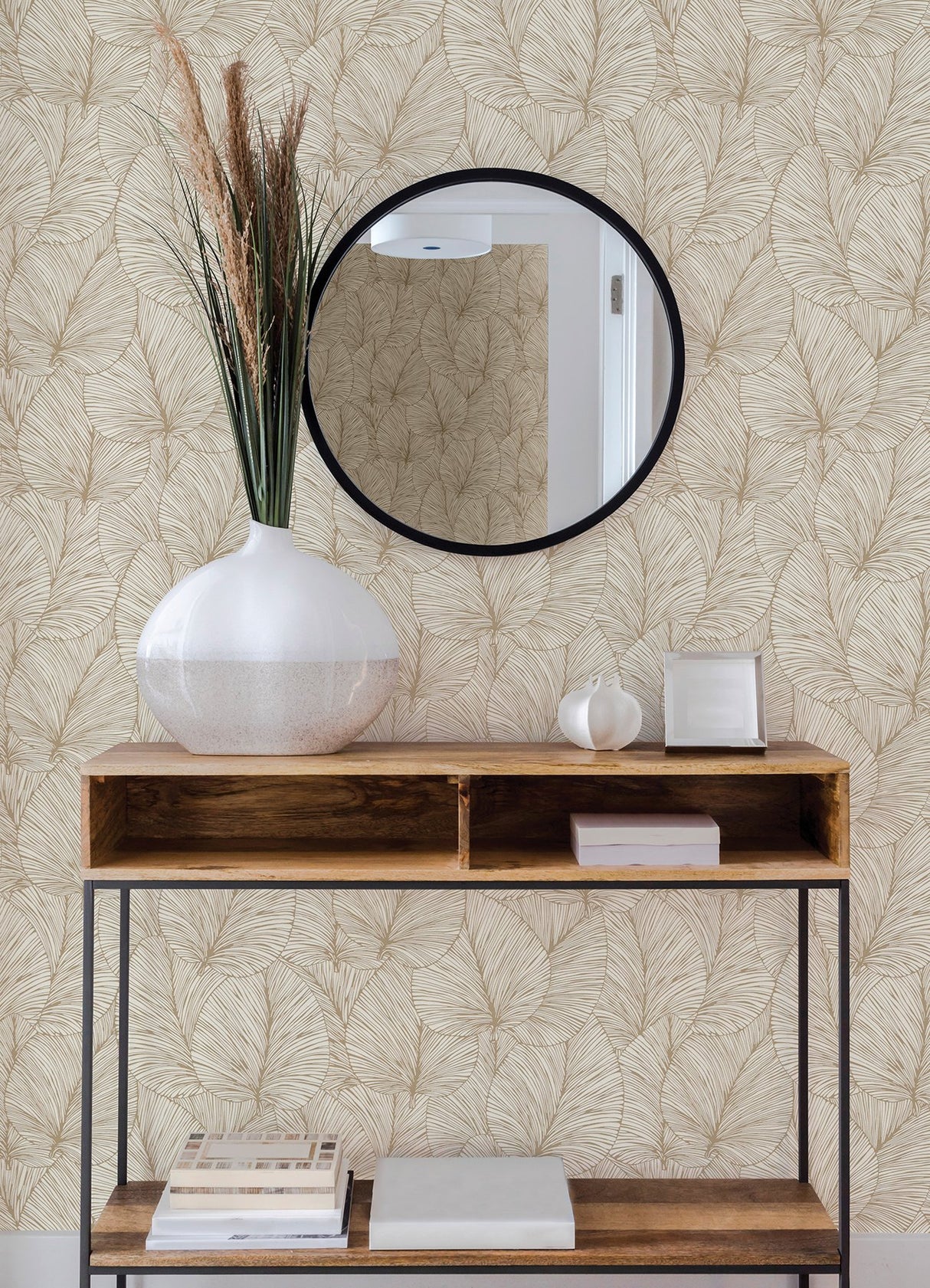 Eilian Gold Palm Wallpaper Gold with Tropical Botanical Motif - Advantage 4041-456622