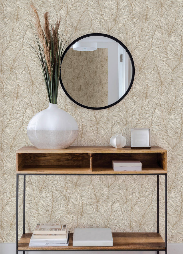 Eilian Gold Palm Wallpaper Gold with Tropical Botanical Motif - Advantage 4041-456622