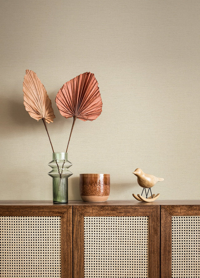 Estefan Cream Distressed Texture Wallpaper with Abstract Faux Linen Pattern - Advantage 4044-30688-1