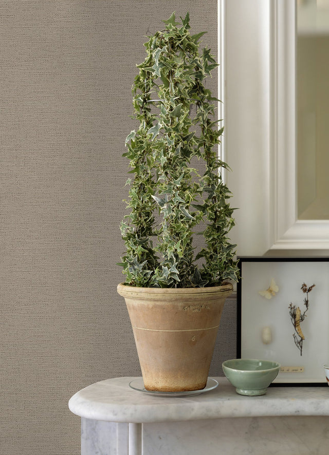 Canseco Beige Distressed Texture Wallpaper with Faux Linen Abstract Pattern - Advantage 4044-30689-3