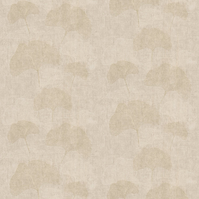 Fairlane Neutral Floral Wallpaper with Gold Ginkgo Leaf Pattern - Advantage 4044-32265-5