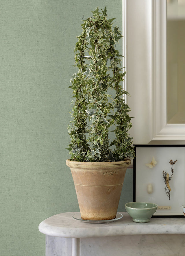 Estefan Green Distressed Texture Wallpaper with Abstract Faux Linen Look - Advantage 4044-37178-8