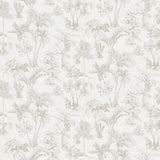 Zapata Off White Trees Wallpaper with Tropical Botanical Jaguar Toile - Advantage 4044-38021-1