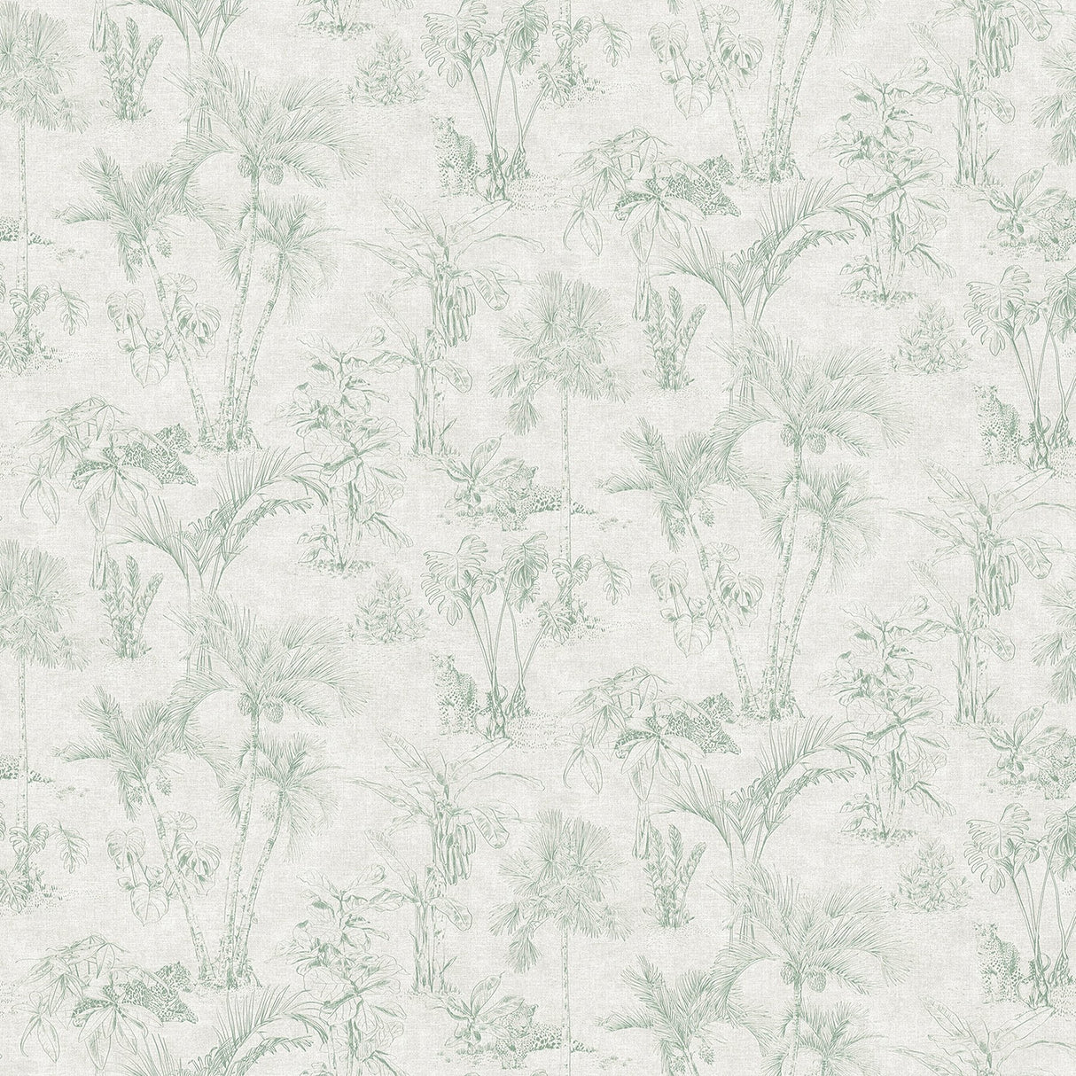 Zapata Green Tropical Jungle Wallpaper with Botanical Trees Motif - Advantage 4044-38021-2