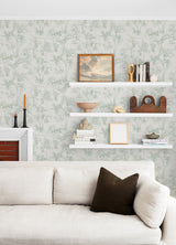 Zapata Green Tropical Jungle Wallpaper with Botanical Trees Motif - Advantage 4044-38021-2