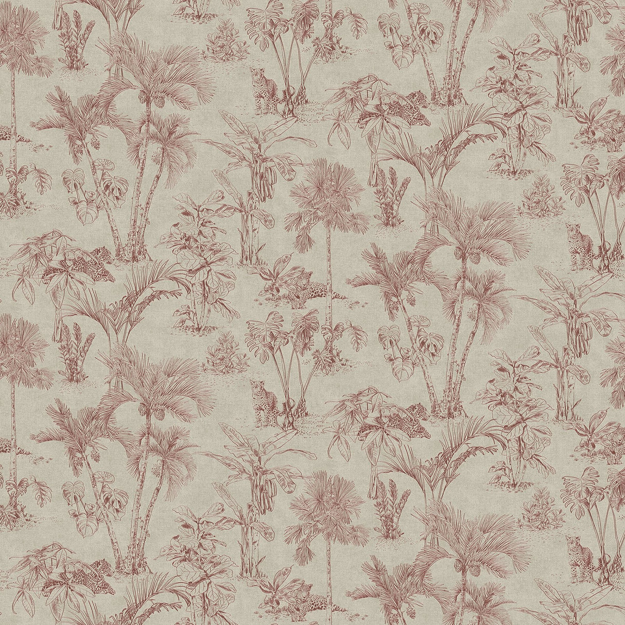 Zapata Merlot Tropical Jungle Wallpaper with Botanical Trees Motif - Advantage 4044-38021-3