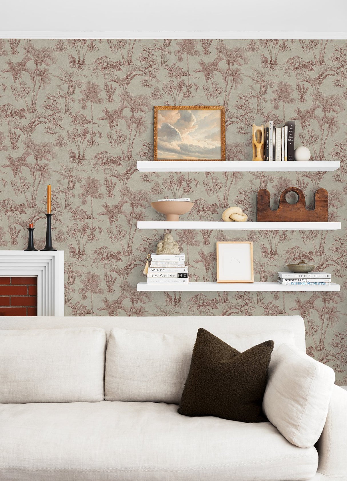 Zapata Merlot Tropical Jungle Wallpaper with Botanical Trees Motif - Advantage 4044-38021-3
