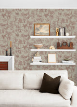 Zapata Merlot Tropical Jungle Wallpaper with Botanical Trees Motif - Advantage 4044-38021-3