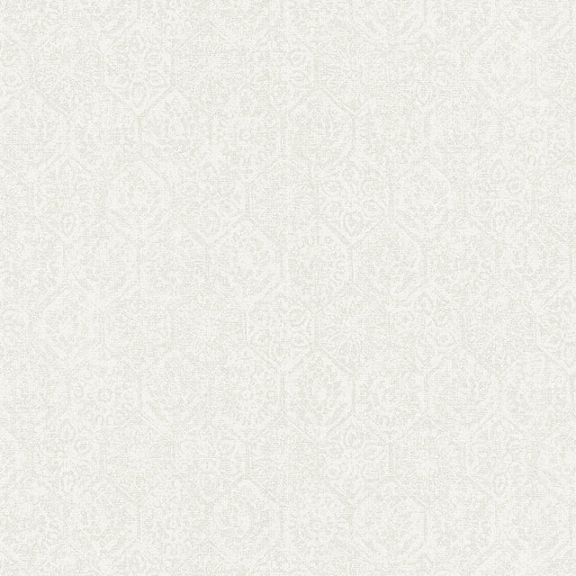 Edsel Cream Geometric Wallpaper with Ornate Hexagon Motif - Advantage 4044-38022-1