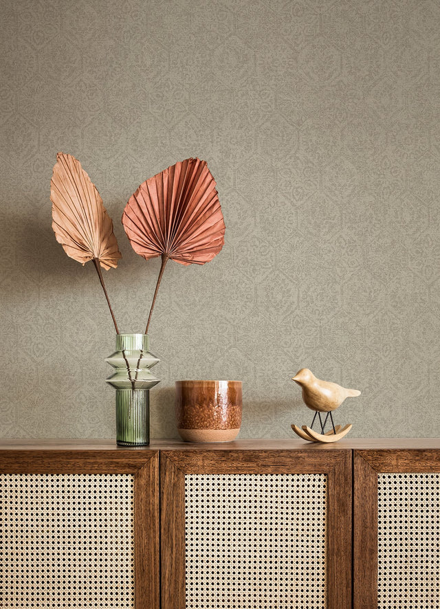 Edsel Grey Geometric Wallpaper with Distressed Hexagon Motif - Advantage 4044-38022-2