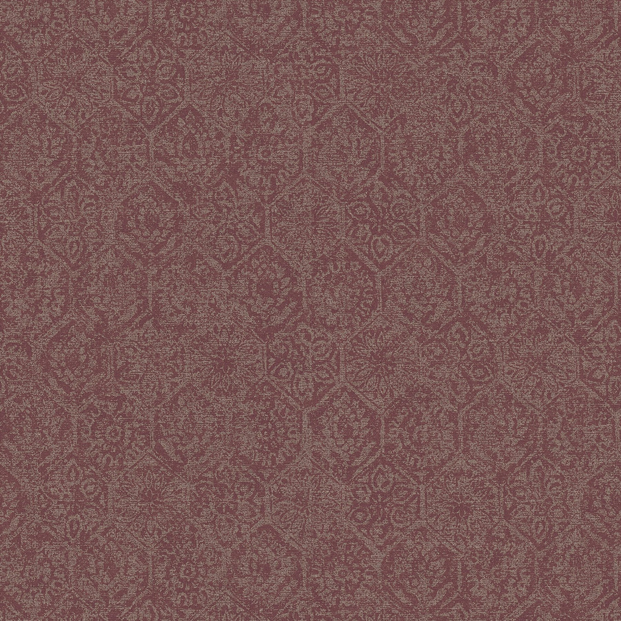 Edsel Maroon Geometric Wallpaper with Hexagonal Floral Motif - Advantage 4044-38022-4