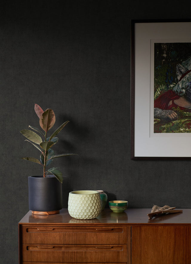 Carrero Black Plaster Texture Wallpaper with Distressed Textures Motif - Advantage 4044-38025-1