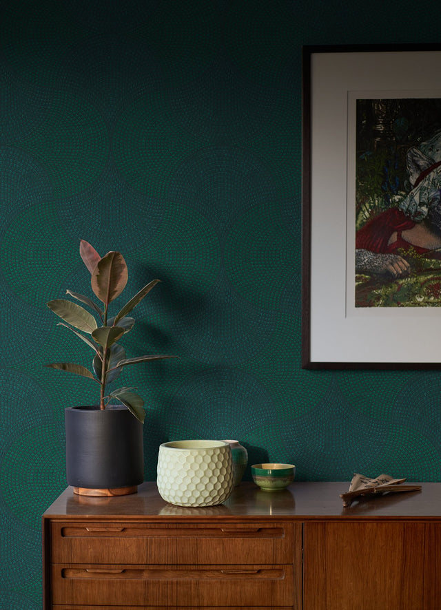 Bel Air Teal Fan Geometric Wallpaper - Advantage 4044-38027-1