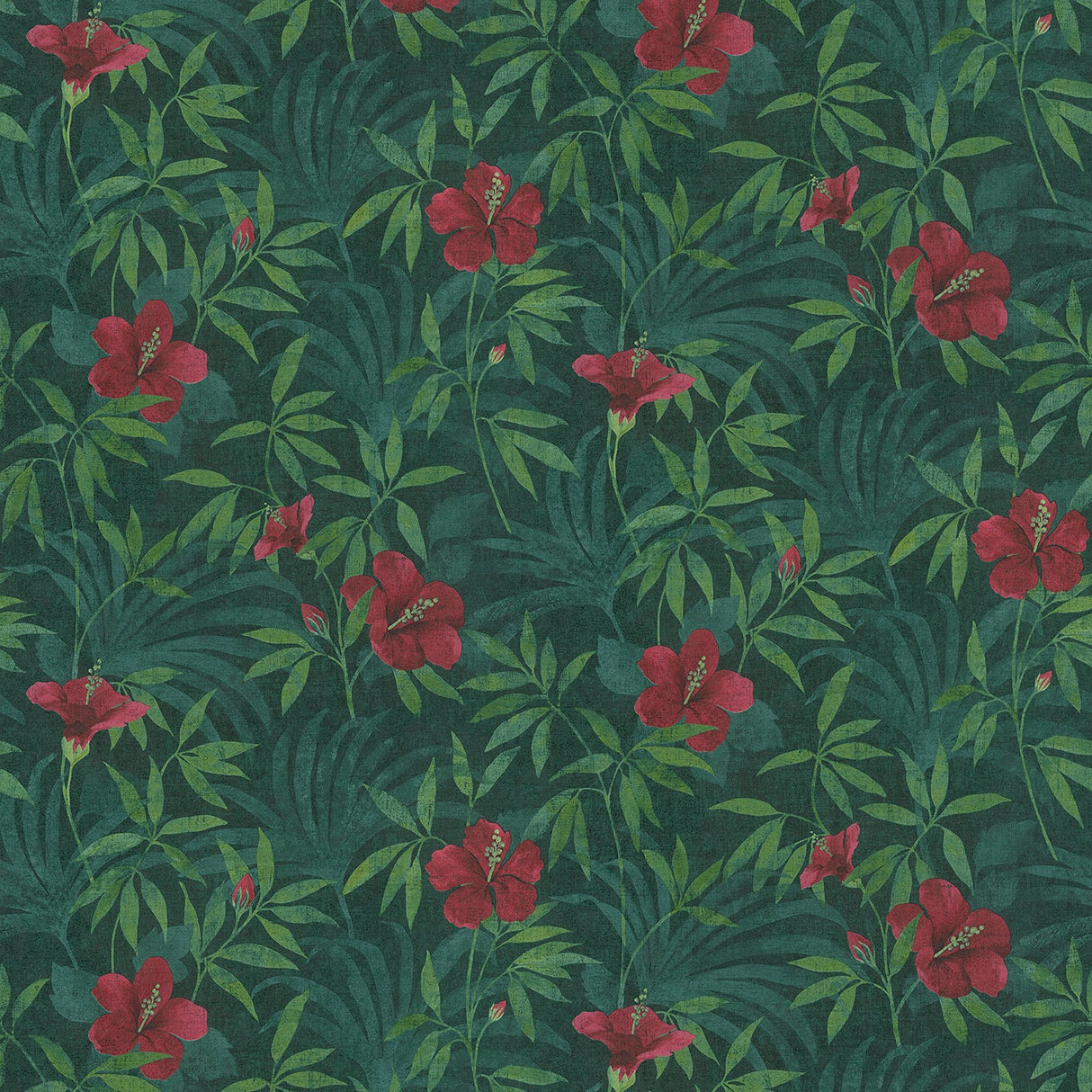 Malecon Green Floral Wallpaper with Vintage Botanical Flowers Pattern - Advantage 4044-38028-1