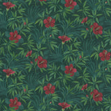 Malecon Green Floral Wallpaper with Vintage Botanical Flowers Pattern - Advantage 4044-38028-1