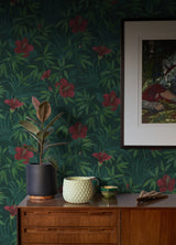 Malecon Green Floral Wallpaper with Vintage Botanical Flowers Pattern - Advantage 4044-38028-1