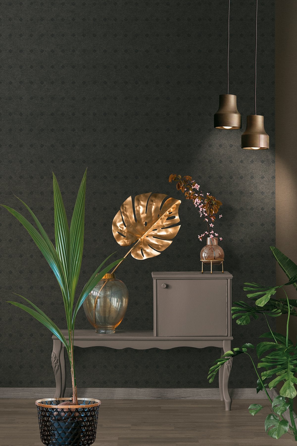 Peugot Black Geometric Wallpaper with Abstract Basketweave - Advantage 4044-38029-1