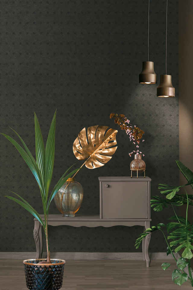 Peugot Black Geometric Wallpaper with Abstract Basketweave - Advantage 4044-38029-1